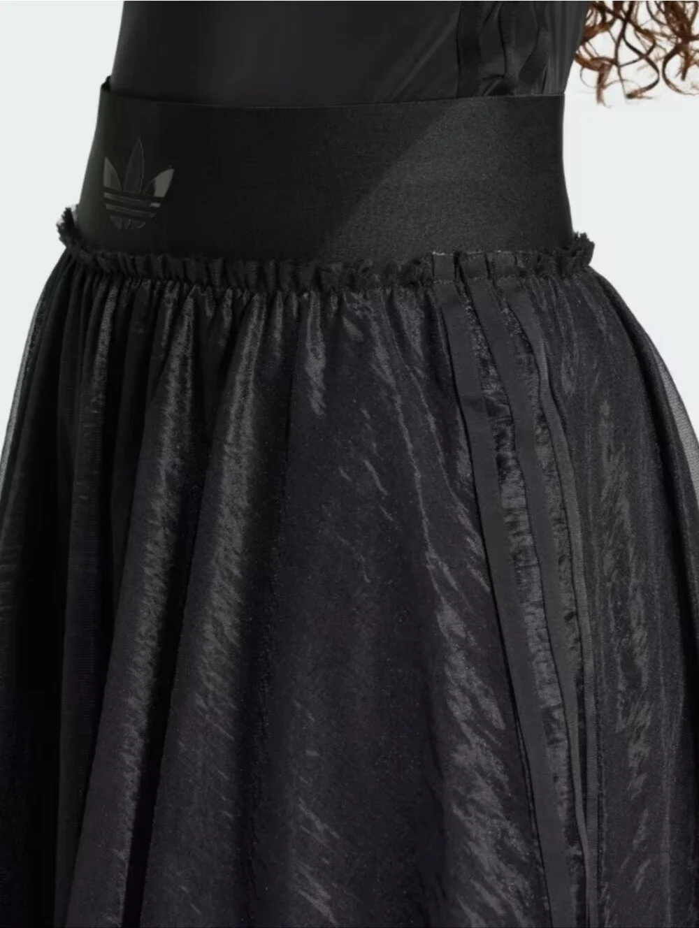 NWT Adidas Originals Waistband Tulle Maxi Skirt | Black, XL - Picture 8 of 9